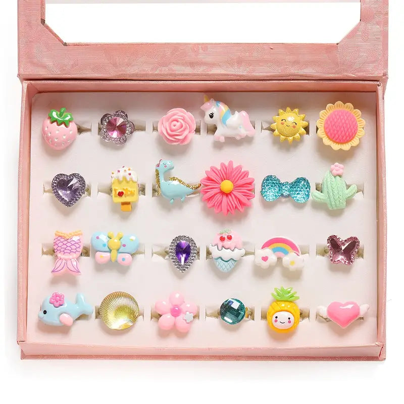 Little Girl Ring - Jewelry Box of Various Designs and Adjustable Band