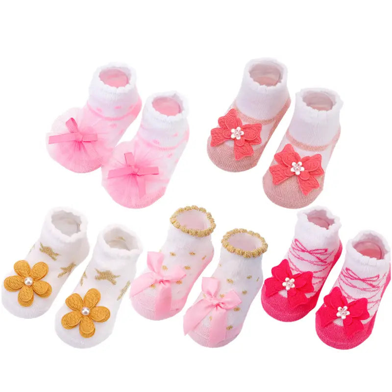 Baby Girl Socks With Flower  Bow Knots