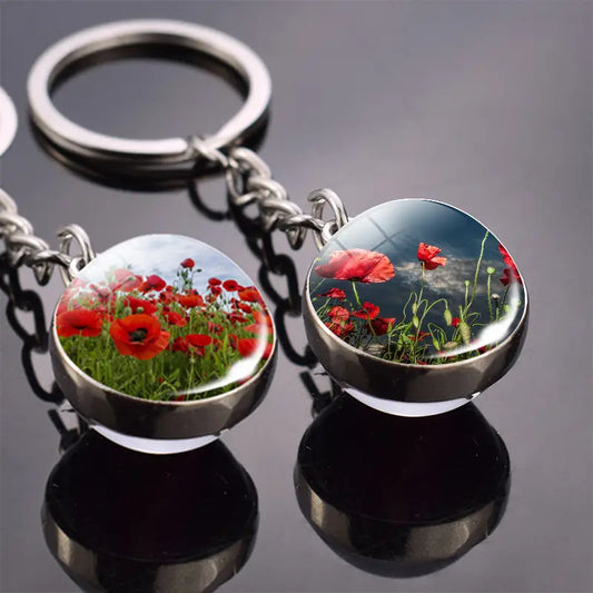 Bubble Keychain Pendant with Flower inside
