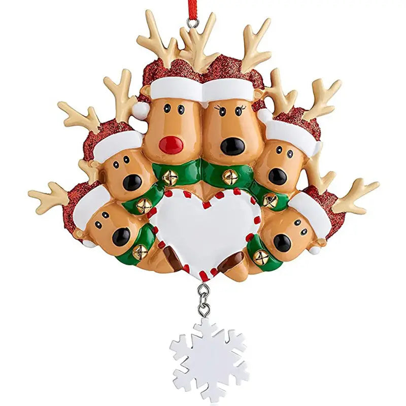 Personalized Reindeer Ornament for Family of 6