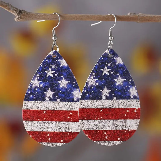 American Flag, Earrings - Vintage - Boho