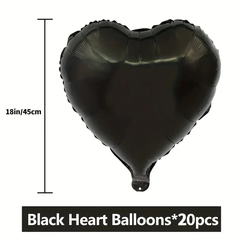 18" Black Gothic Heart Shaped Balloons