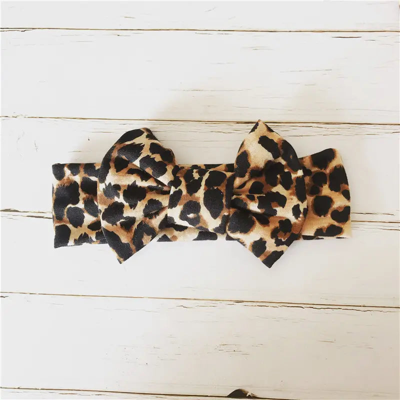 Soft Nylon Leopard Bow Headband for Baby - Child
