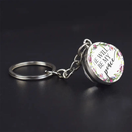 Keychain - Pendant Bible Verse and Flowers