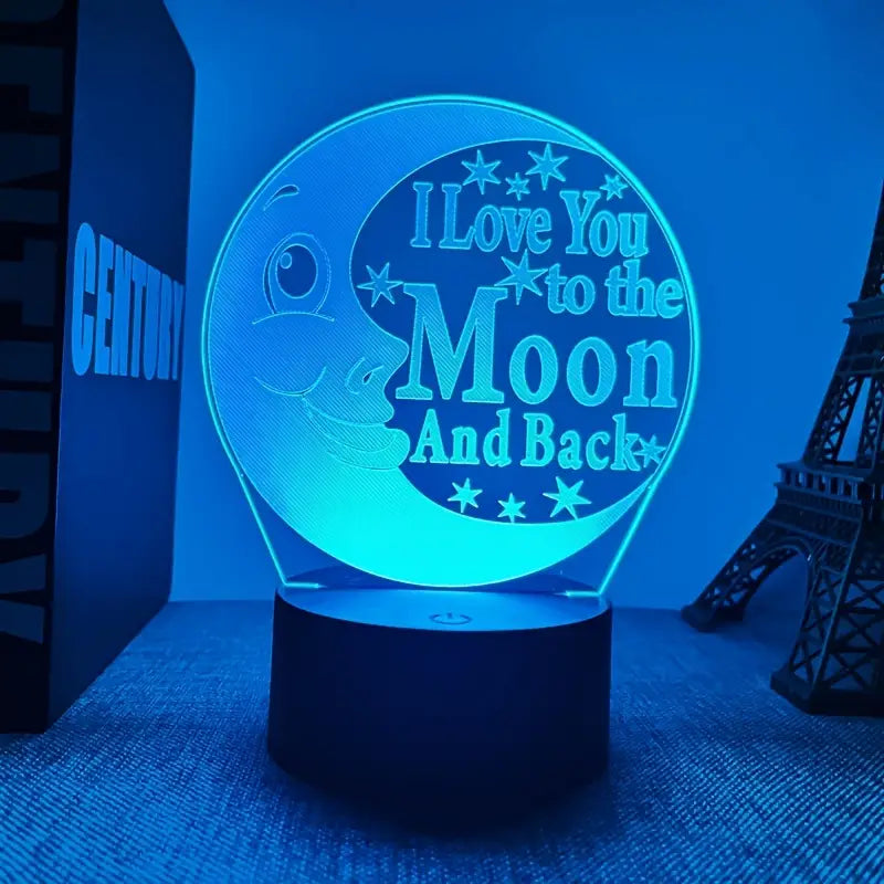 3D Night Light - Good Night Moon- Black Base USB Lamp