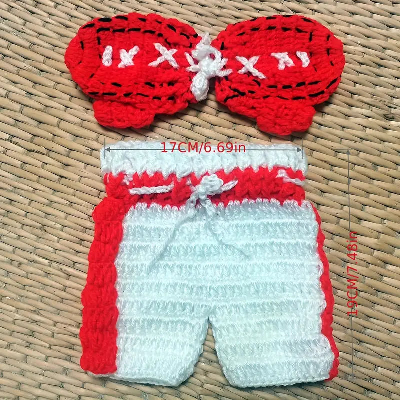 Handmade Knitted Crocheted Newborn Baby Boxer-  Photography Props,
