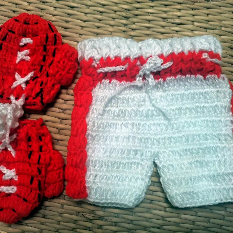Handmade Knitted Crocheted Newborn Baby Boxer-  Photography Props,