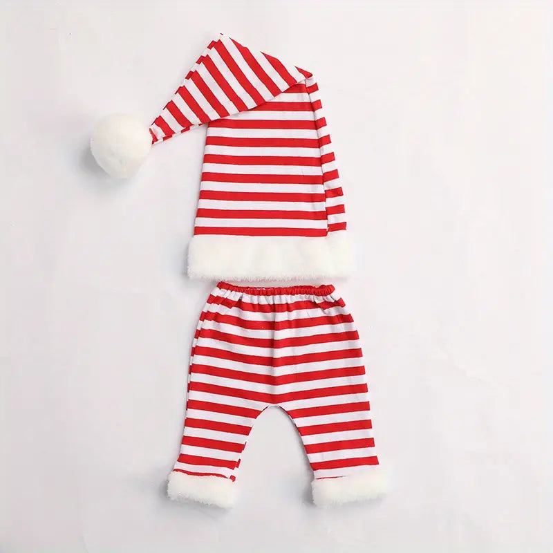 Newborn Christmas Red and White Pant and Sleep Cap