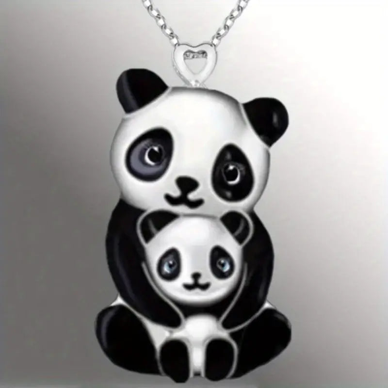 Necklace - Vintage Mother and Child Panda