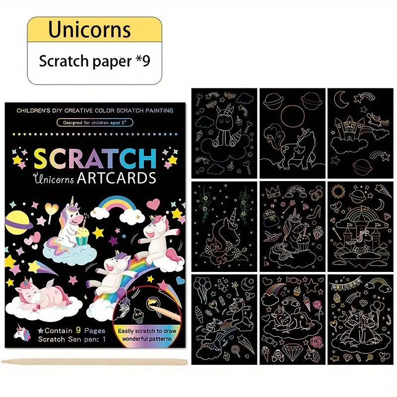 Child's Scratch Painting Book  - Mermaid or Unicorn