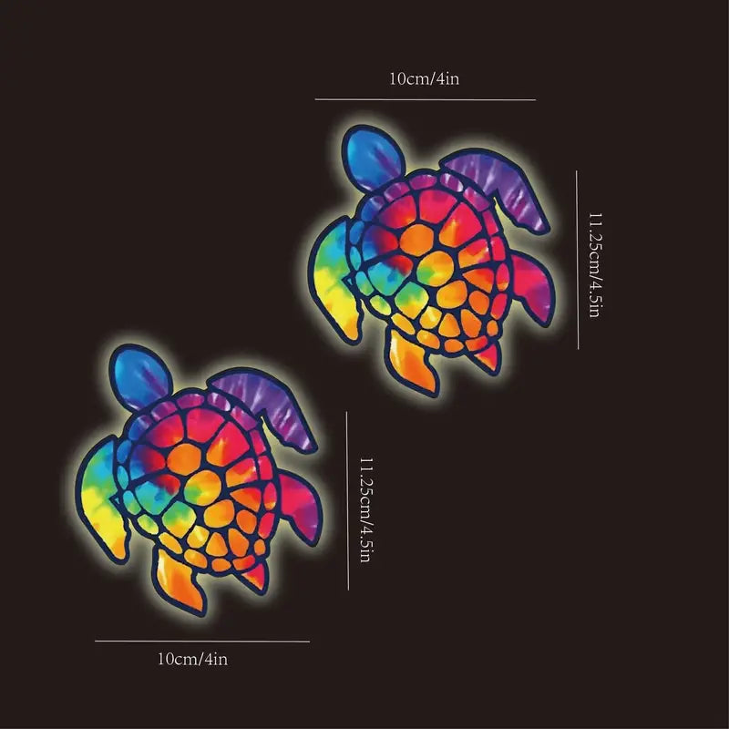 2 Reflective Turtle Rainbow Vinyl Car / Window Decals