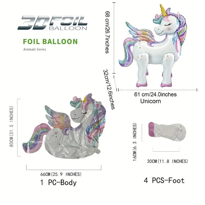 Large 3D Unicorn Balloon  5 pcs to assemble (26.7 x 24 inch )