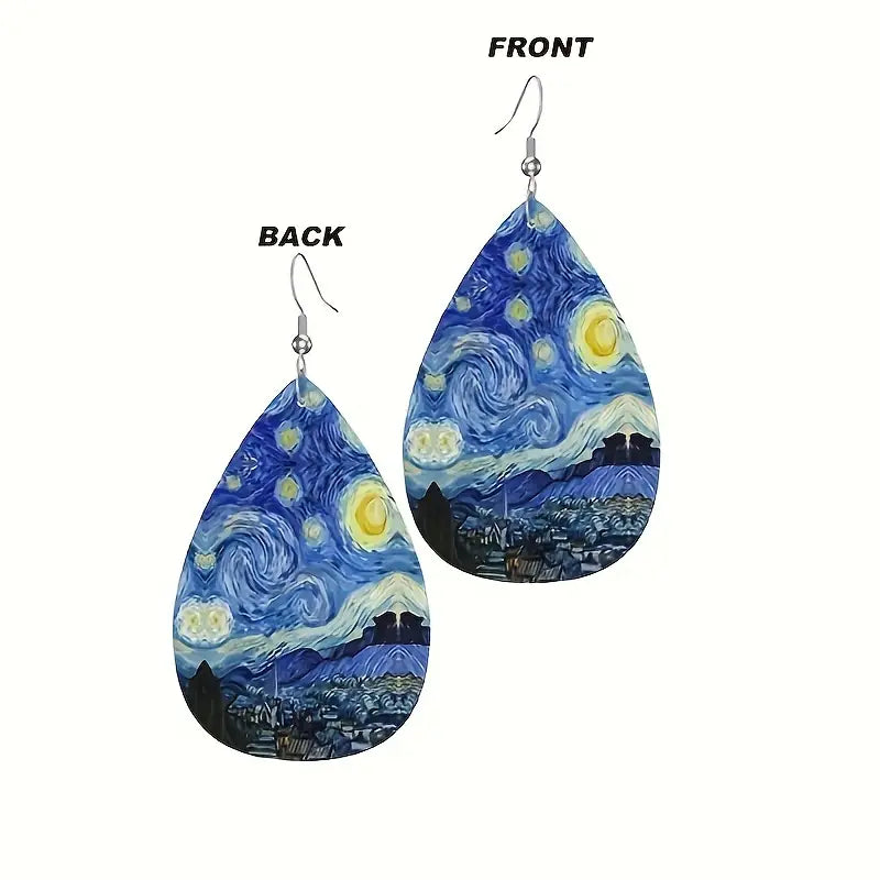 Van Gogh Starry Night Printed Earrings