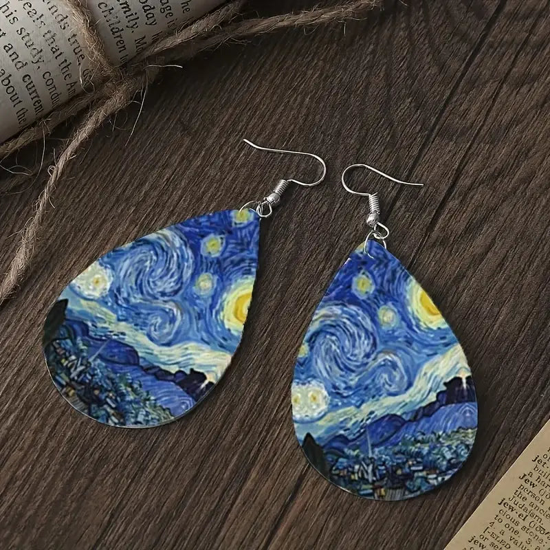 Van Gogh Starry Night Printed Earrings